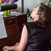 Guitarist Marco de Carvalho and pianist Marina Albero, performing at the Duvall House Concerts series on July 15, 2018