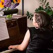 Guitarist Marco de Carvalho and pianist Marina Albero, performing at the Duvall House Concerts series on July 15, 2018