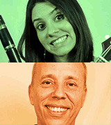Elisa plays mandolin, clarinet, banjo and piano. Eduardo plays pandeiro (tambourine) and percussion.